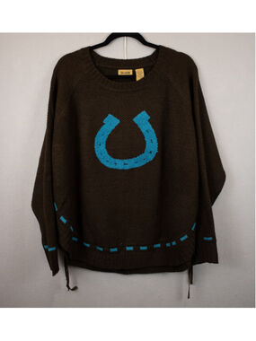 Wrangler brown teal horseshoe sweater-M